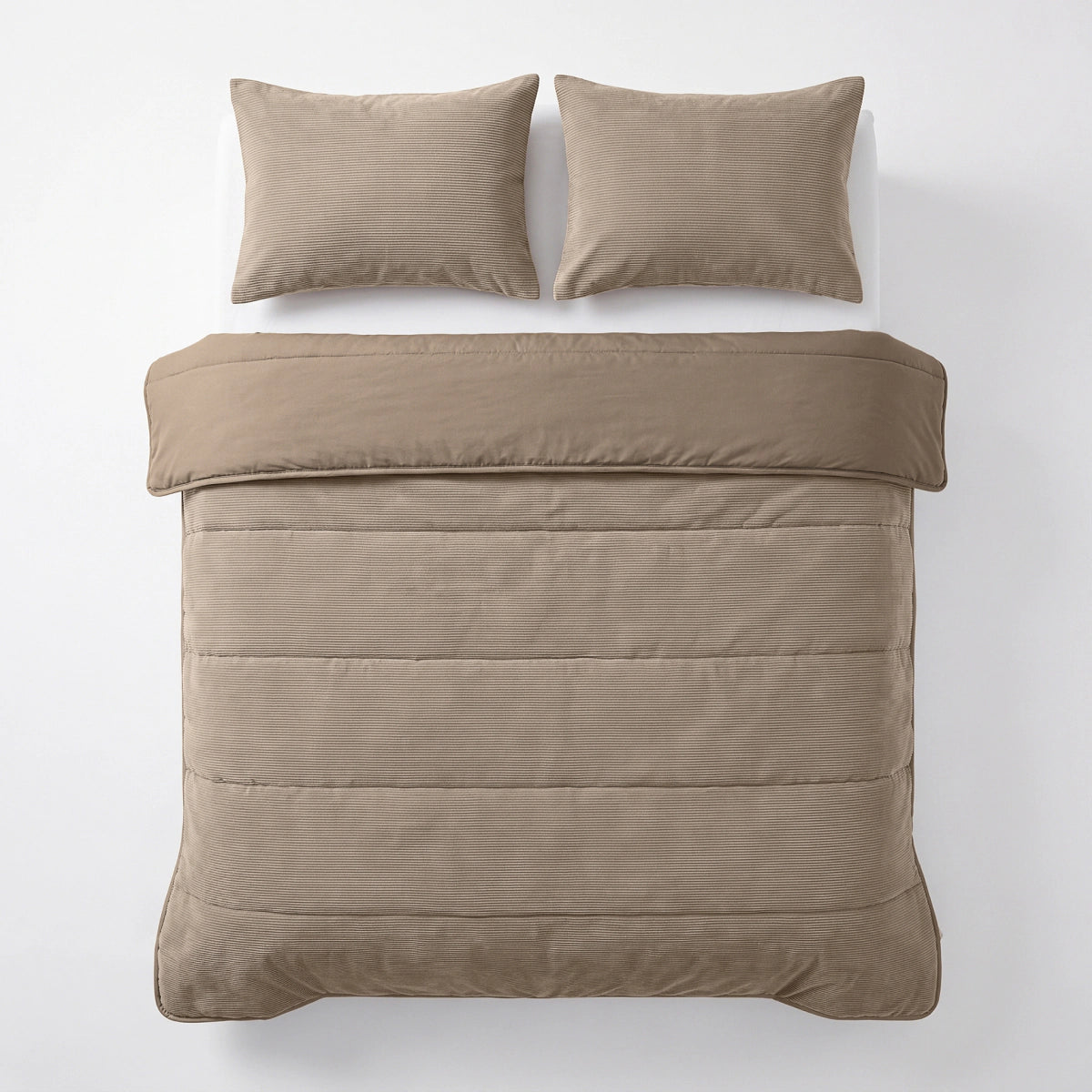 Zelesta Special Corduroy Cotton Taies d'oreiller Lot de 2 - Taupe