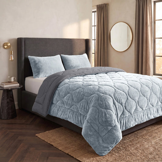 Zelesta Special Teddy Faux Fur Duvet - Blueberry Blue