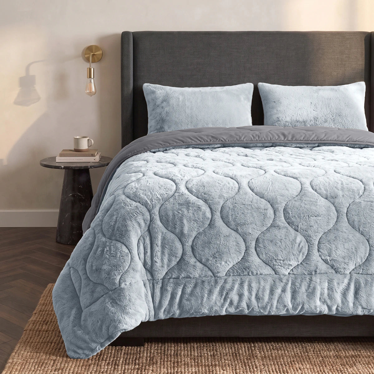 Zelesta Special Teddy Faux Fur Duvet - Blueberry Blue
