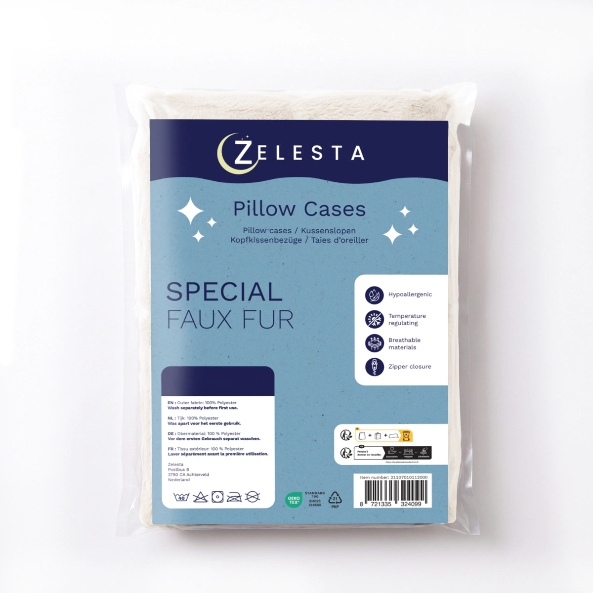 Zelesta Special Teddy Faux Fur Pillowcase Set Of 2 - Marshmallow white