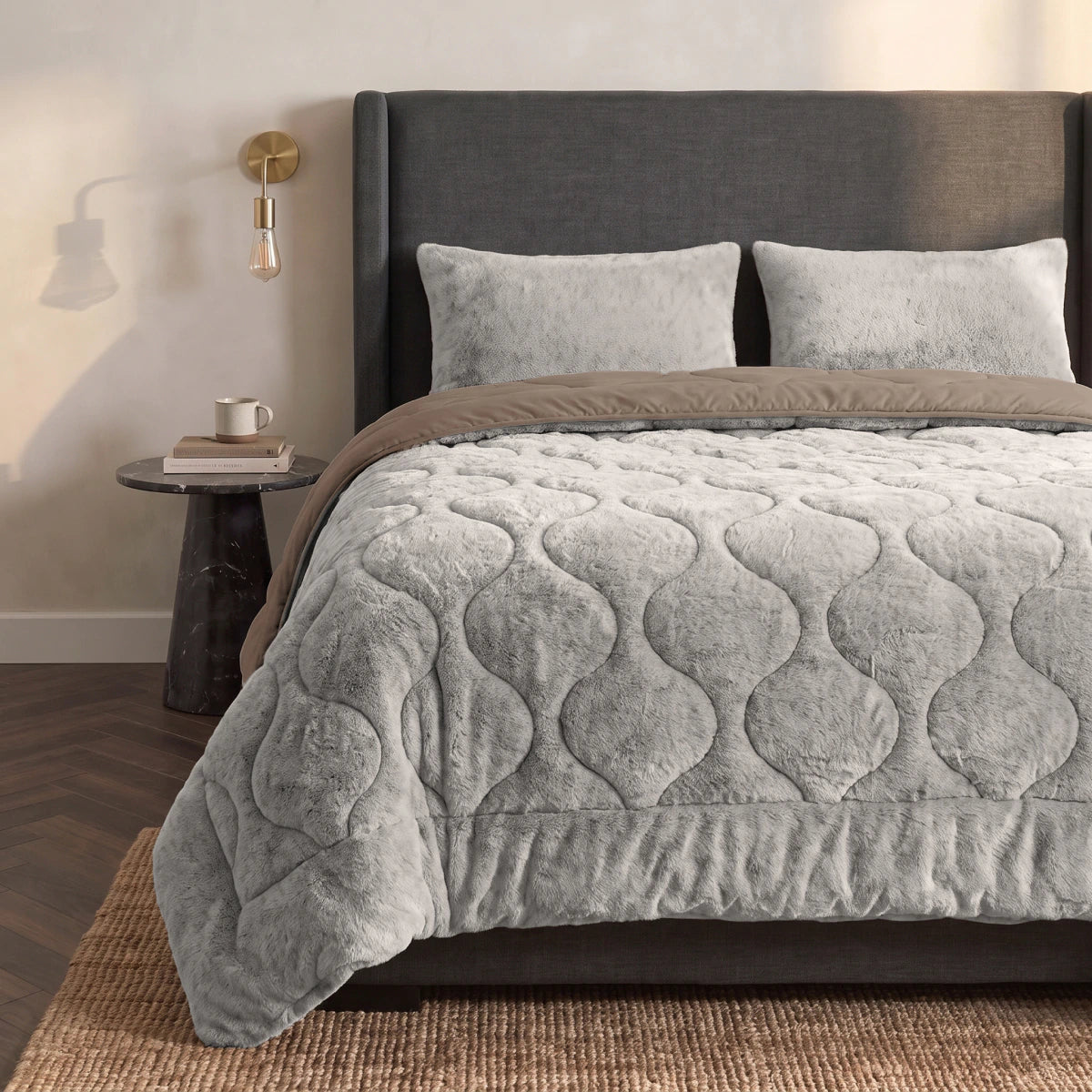 Zelesta Special Teddy Faux Fur Duvet - Moon Grey