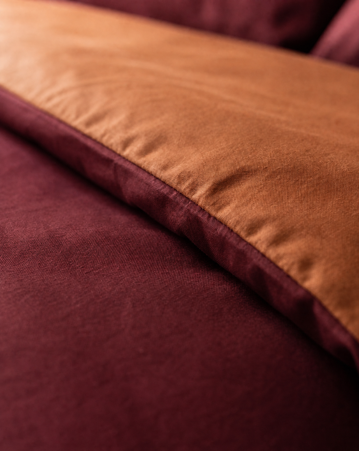 Zelesta Pure Duo Nahtlose Bettdecke aus Baumwolle - Braun & Rot