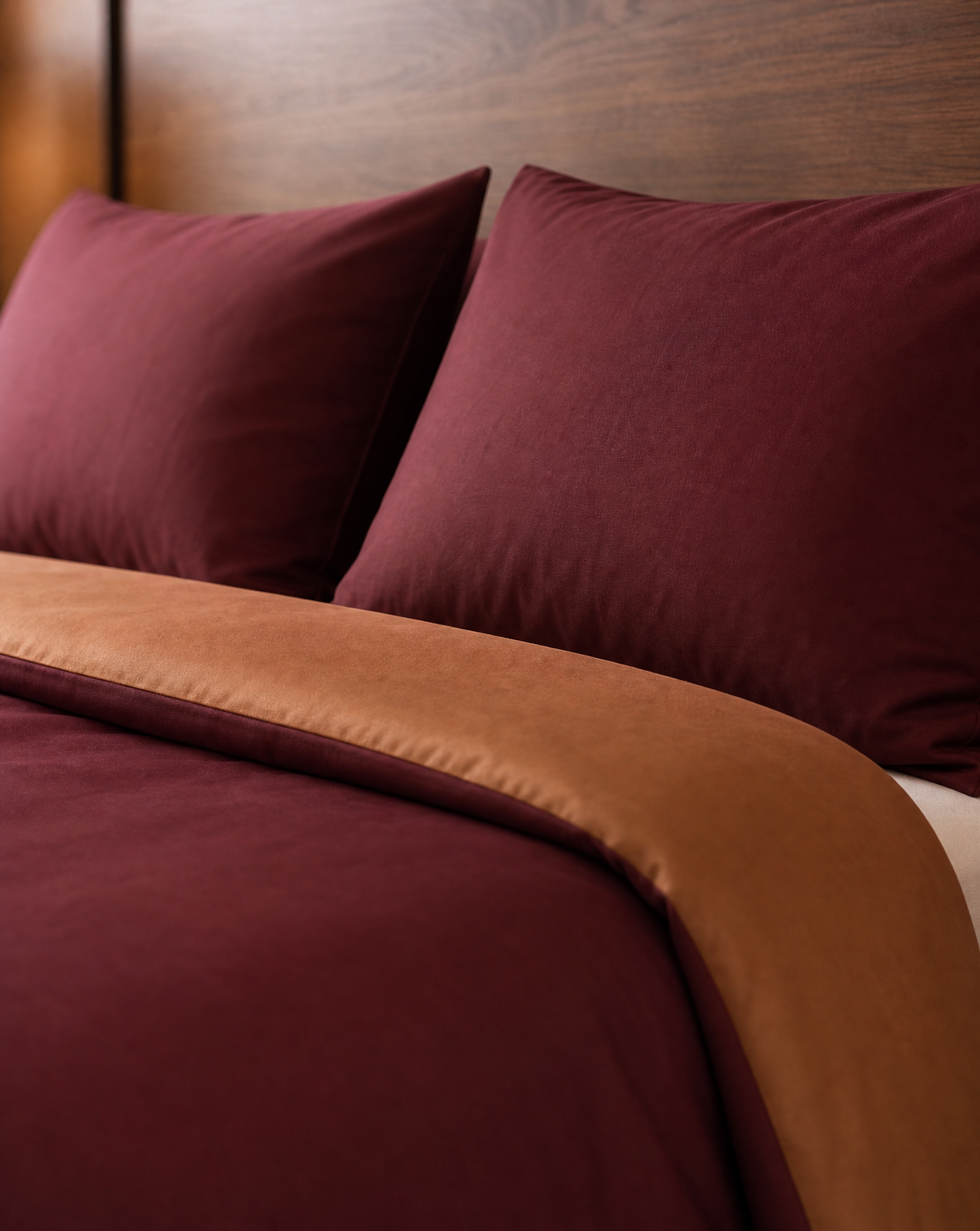 Zelesta Pure Duo Nahtlose Bettdecke aus Baumwolle - Braun & Rot