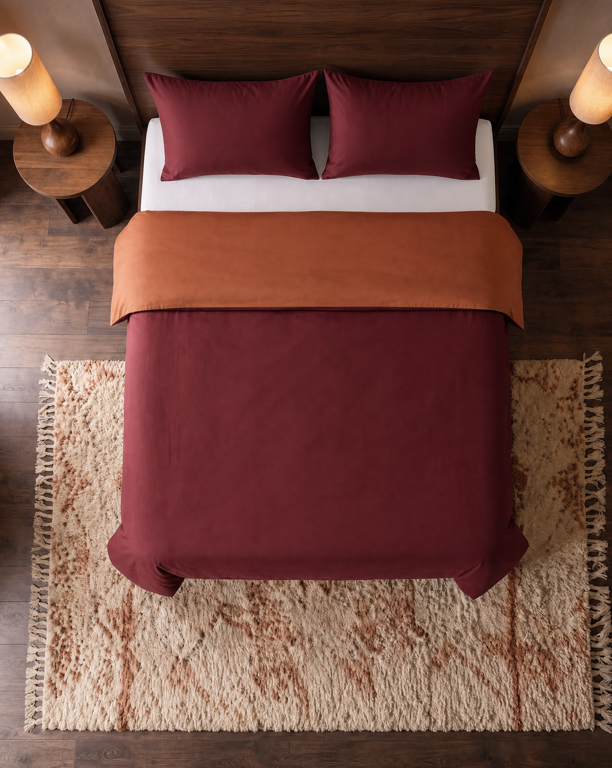 Zelesta Pure Duo Nahtlose Bettdecke aus Baumwolle - Braun & Rot
