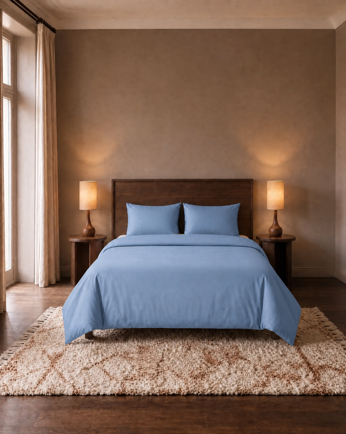 Zelesta Pure Uni Nahtlose Bettdecke aus Baumwolle - Soft Chambray Blau