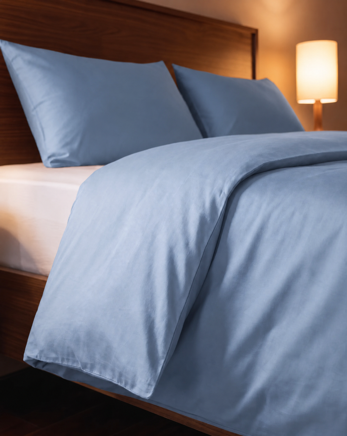 Zelesta Pure Uni Nahtlose Bettdecke aus Baumwolle - Soft Chambray Blau