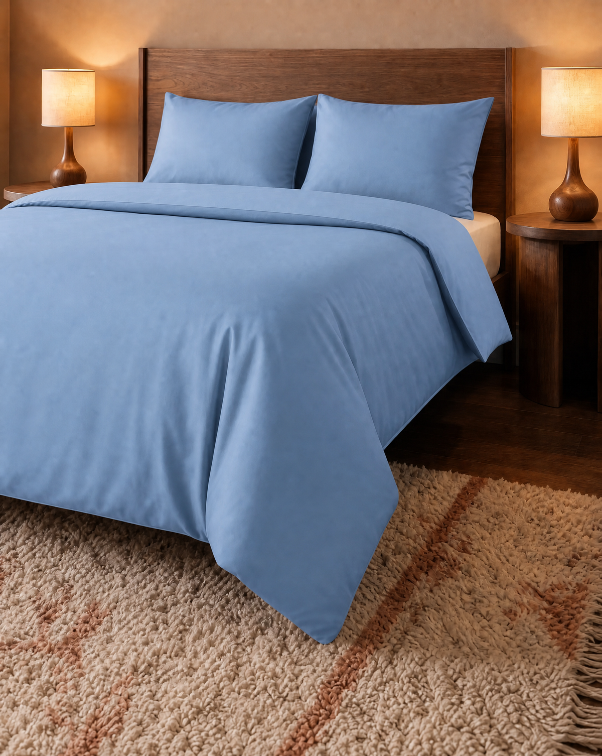 Zelesta Pure Uni Nahtlose Bettdecke aus Baumwolle - Soft Chambray Blau