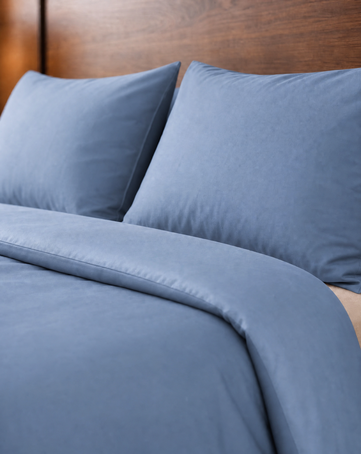 Zelesta Pure Uni Nahtlose Bettdecke aus Baumwolle - Soft Chambray Blau