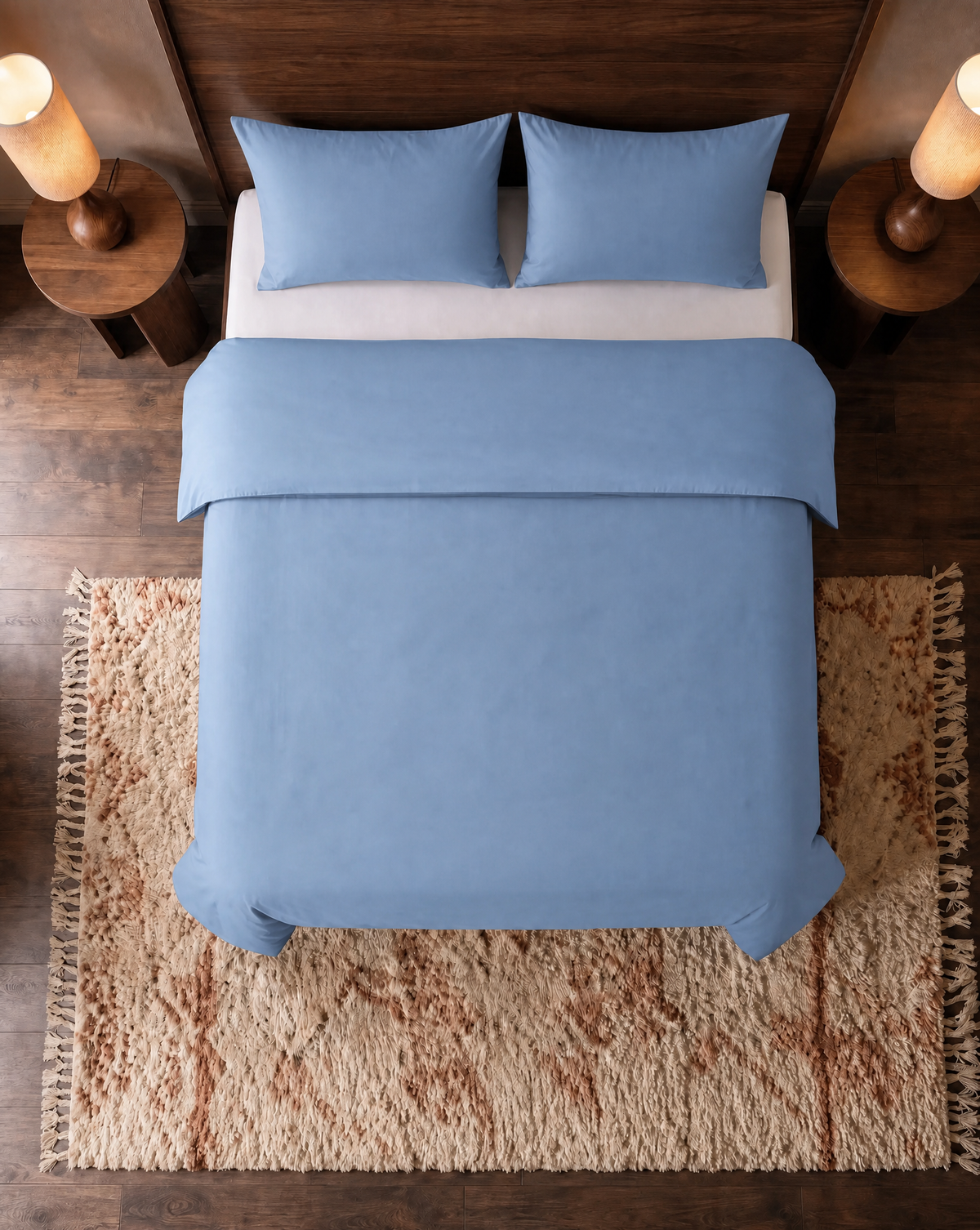 Zelesta Pure Uni Nahtlose Bettdecke aus Baumwolle - Soft Chambray Blau