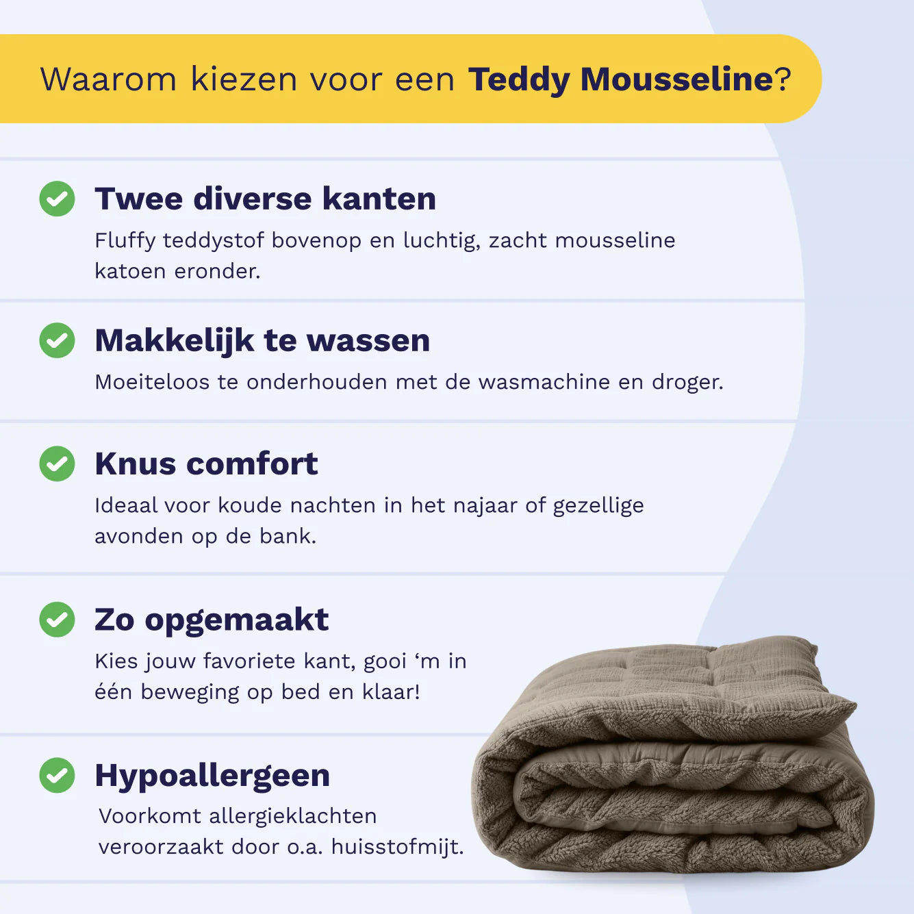 Couette en mousseline de coton spéciale Zelesta Teddy - Taupe