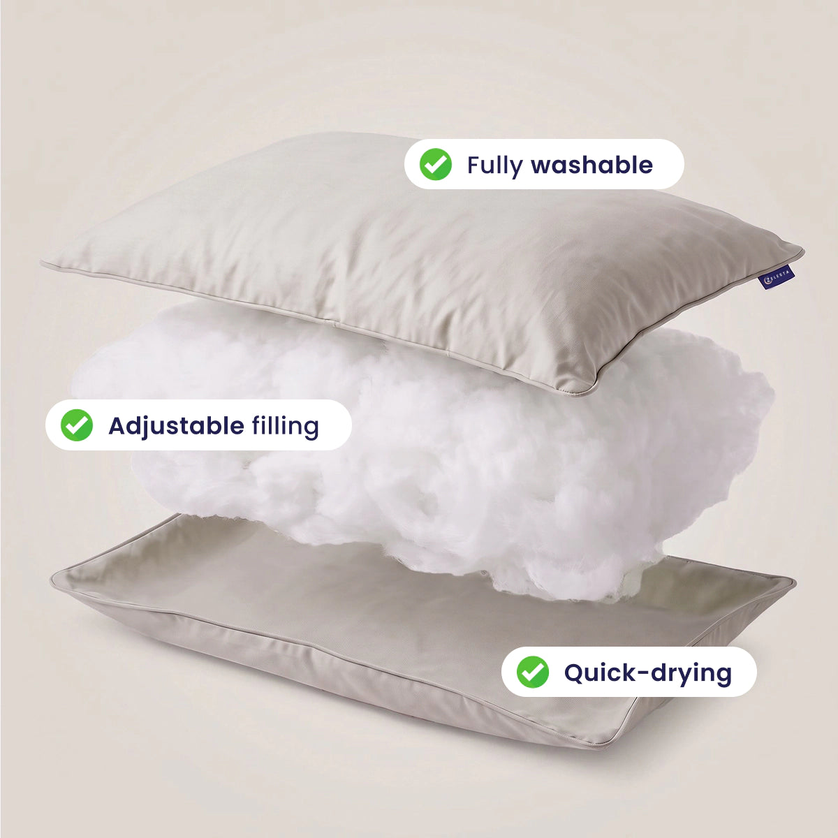 Zelesta Comfort Oreiller Lavable - Taupe