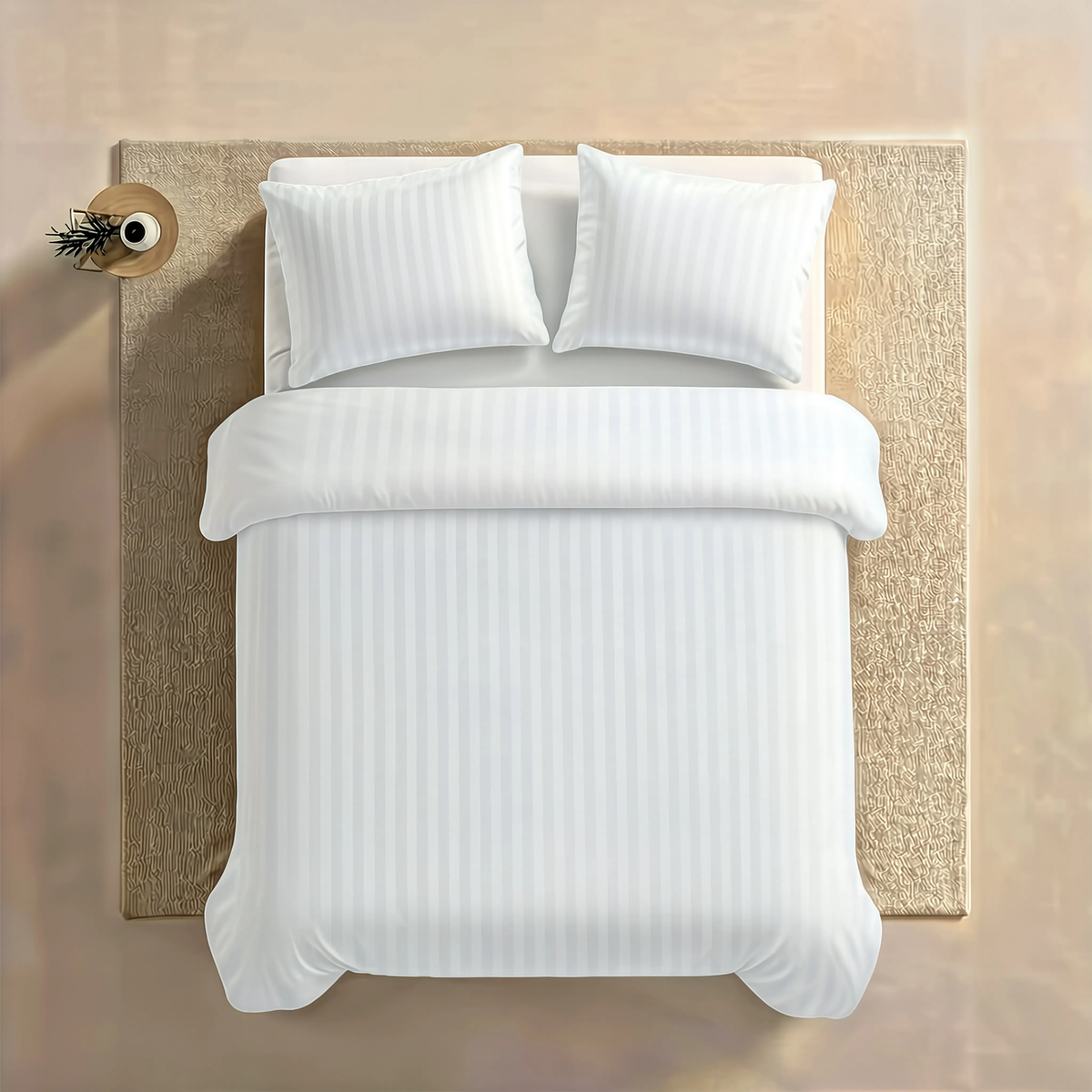 Zelesta Deluxe Hotel Stripe Satin Cotton Couette - Blanc