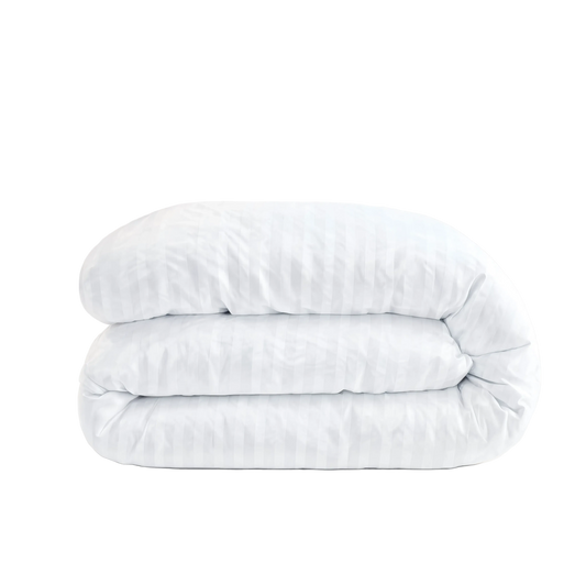Zelesta Deluxe Hotel Stripe Satin Cotton Couette - Blanc