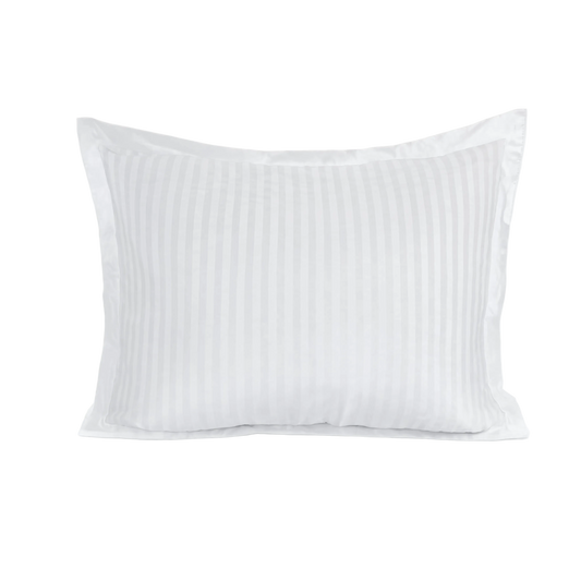 Zelesta Deluxe Hotel Stripe Nahtlose Satin-Baumwolle Kissenbezug-Set, 2 Stück - Weiß