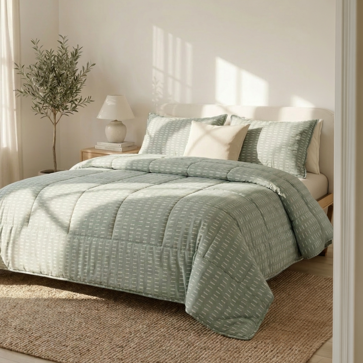 Couette d'été Zelesta Comfort Design - Points olive