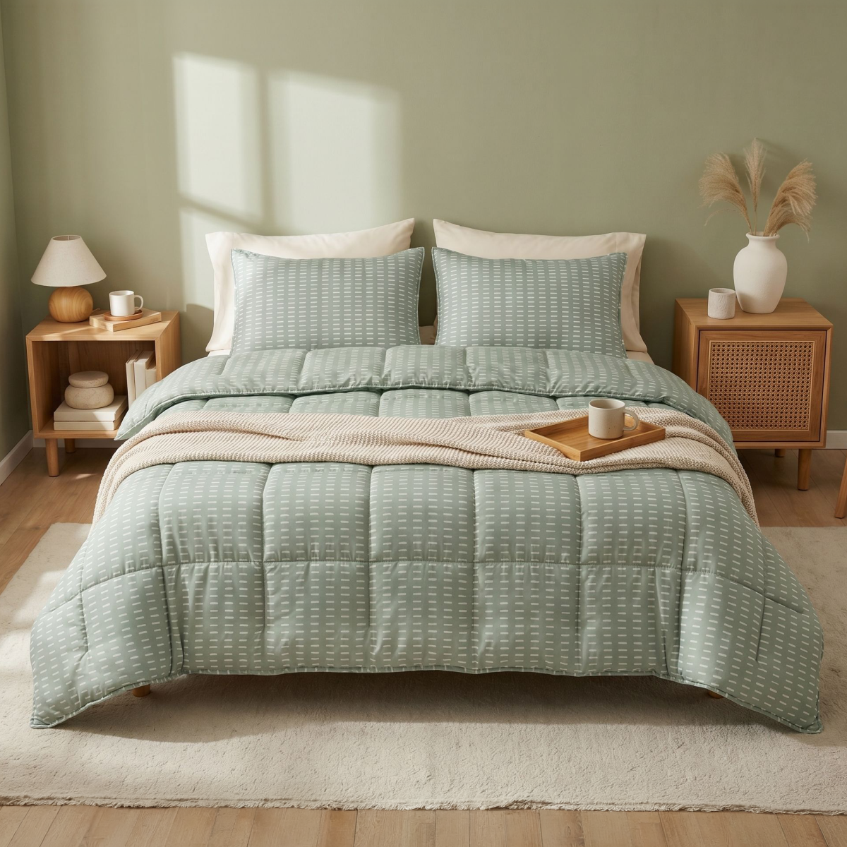 Couette d'été Zelesta Comfort Design - Points olive