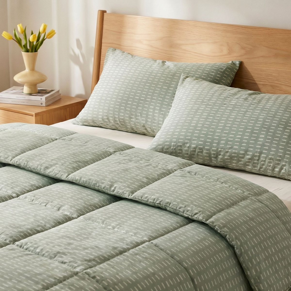 Couette d'été Zelesta Comfort Design - Points olive