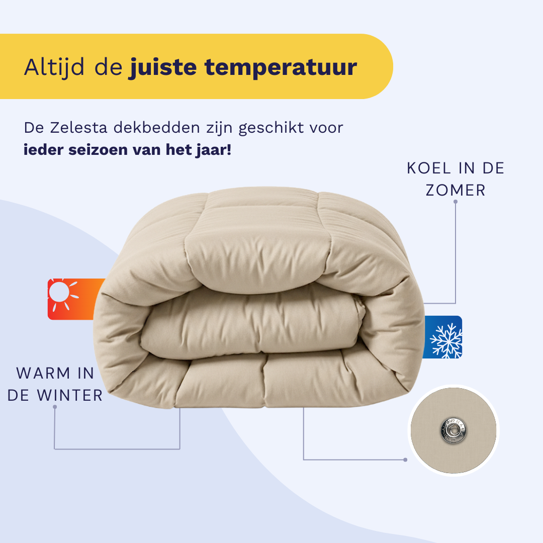 Couette Zelesta Pure Uni Cotton 4 saisons - Sable du désert