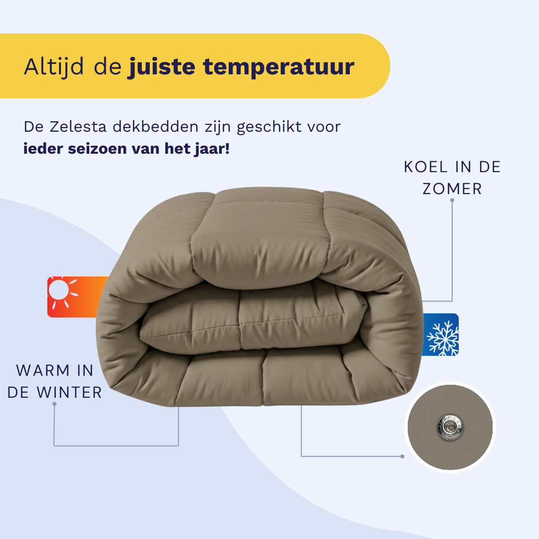 Couette Zelesta Comfort Uni 4 saisons - Taupe naturel