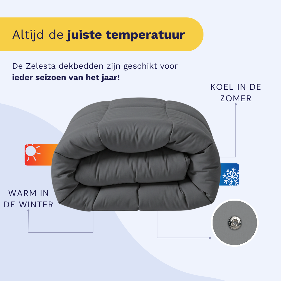 Couette Zelesta Comfort Uni 4 saisons - Gris Pierre