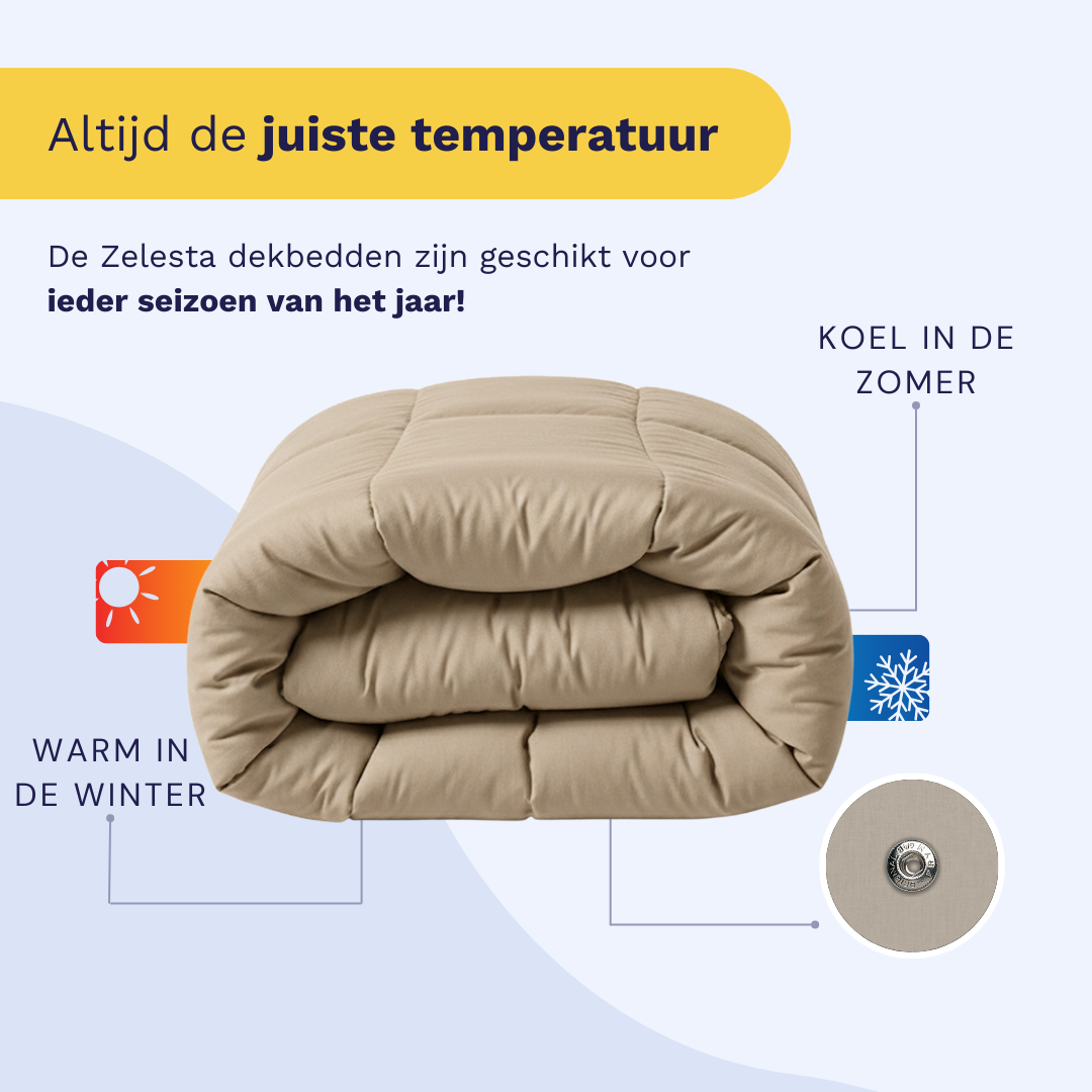 Couette Zelesta Pure Uni Cotton 4 Saisons - Taupe Blush