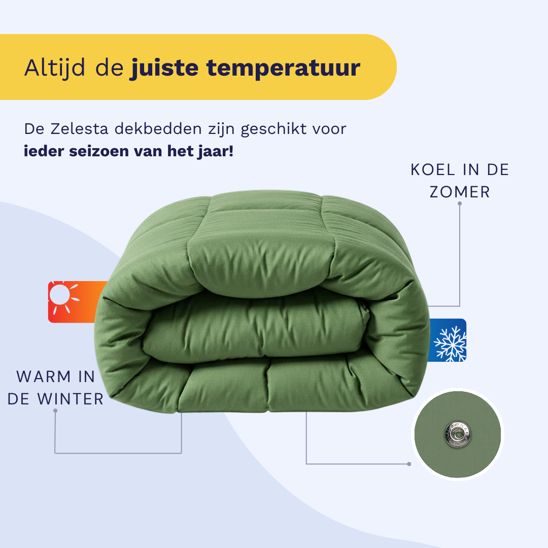 Couette Zelesta Comfort Uni 4 Saisons - Vert Intemporel