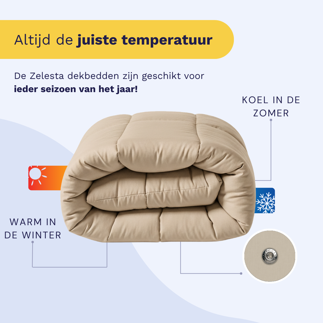 Couette Zelesta Comfort Uni 4 saisons - Sable chaud