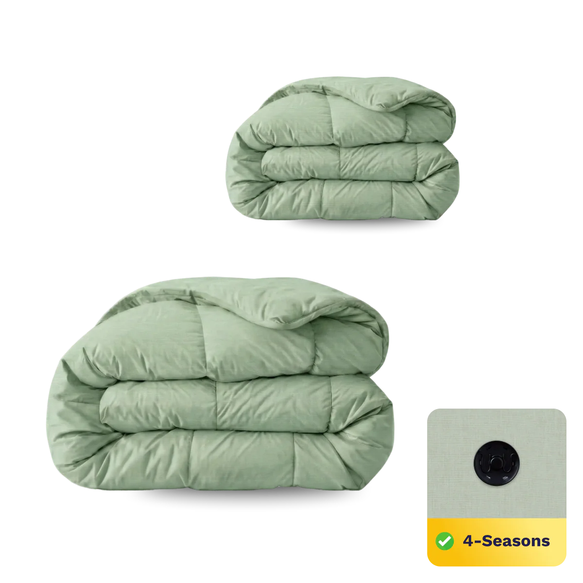 Couette Zelesta Pure Uni Cotton 4 saisons - Vert naturel