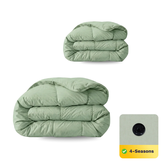 Couette Zelesta Pure Uni Cotton 4 saisons - Vert naturel