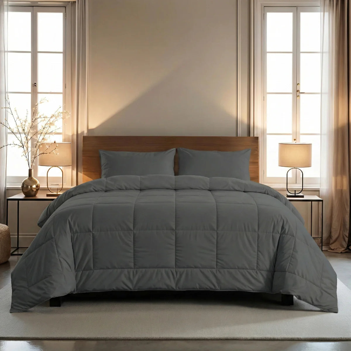 Couette Zelesta Comfort Uni 4 saisons - Gris Pierre