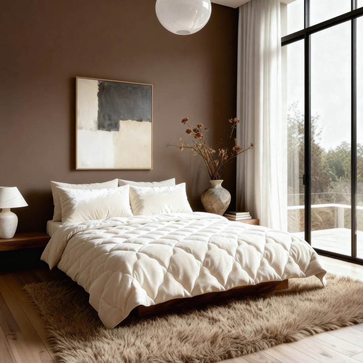 Couette uni en flanelle spéciale Zelesta - Beige