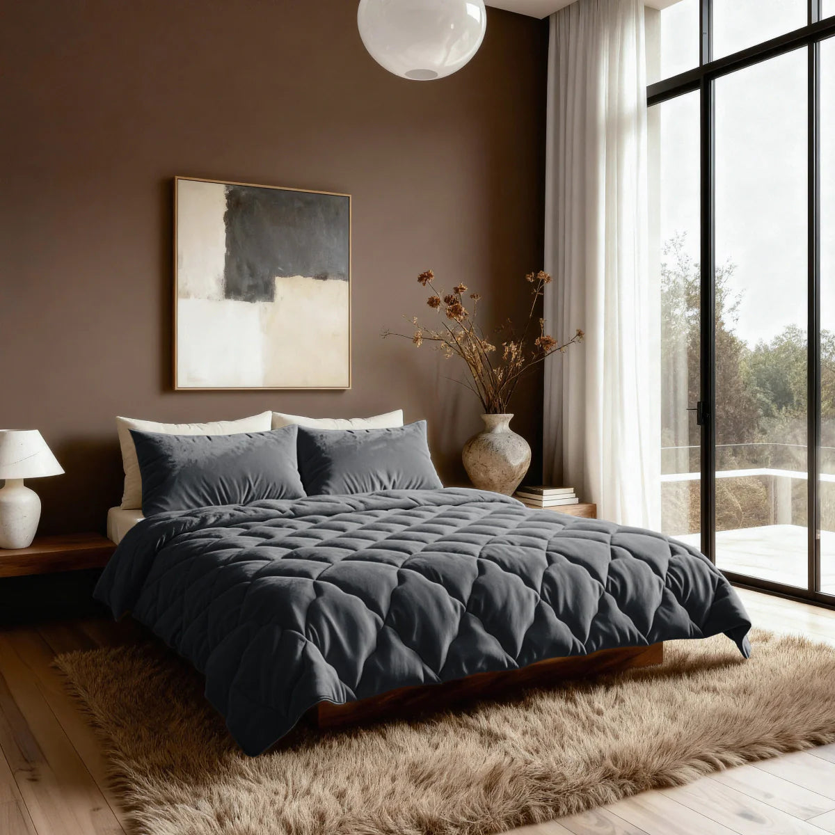 Couette uni en flanelle spéciale Zelesta - Noir