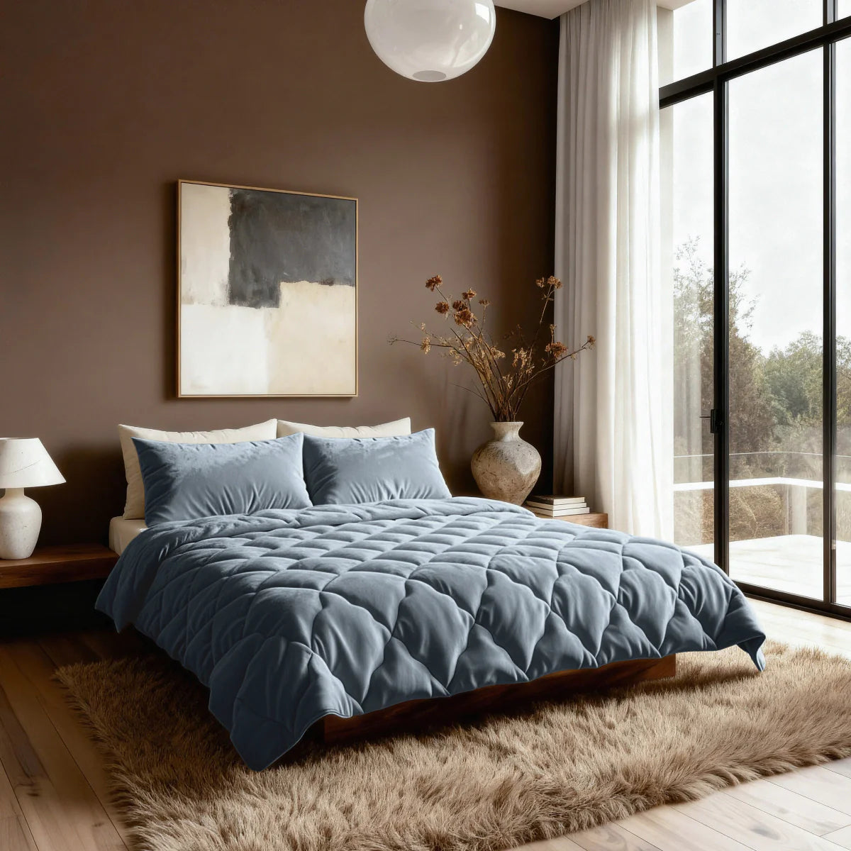 Couette uni en flanelle spéciale Zelesta - Bleu