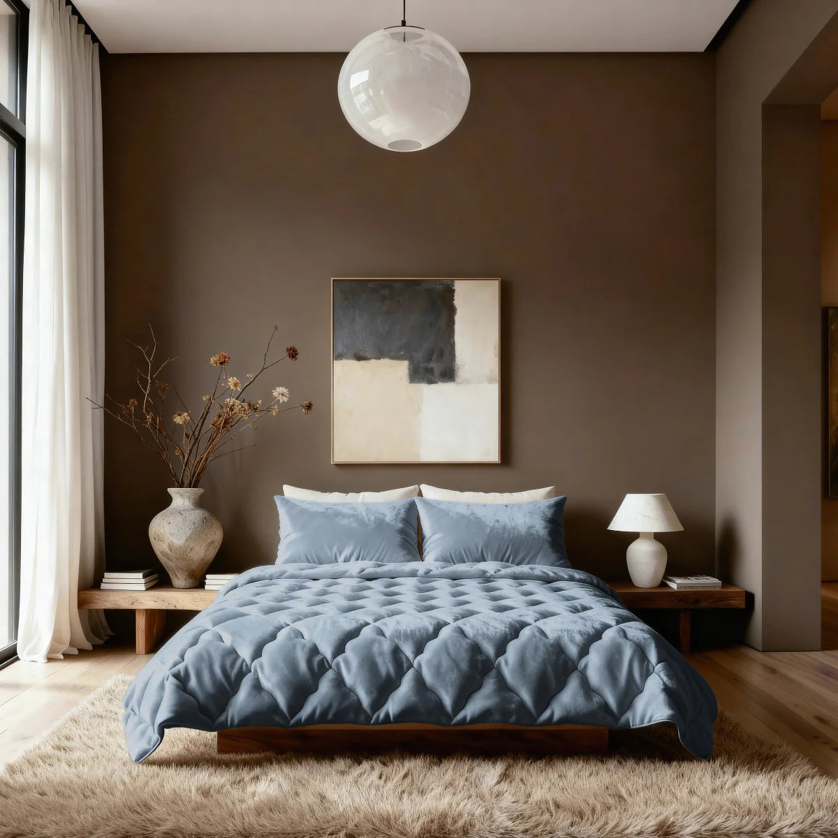 Couette uni en flanelle spéciale Zelesta - Bleu