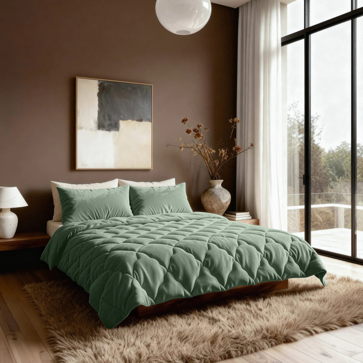 Couette uni en flanelle spéciale Zelesta - Vert