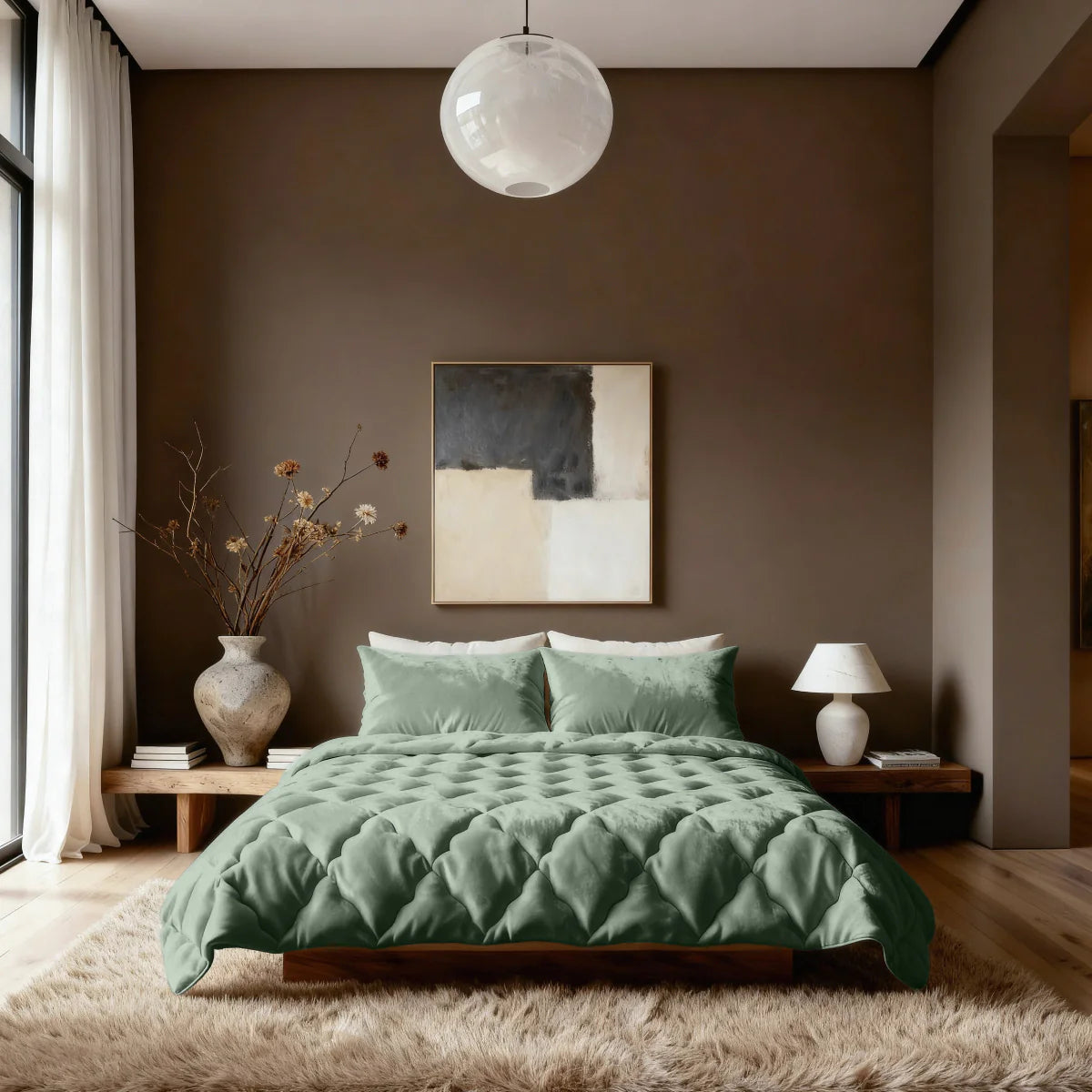 Couette uni en flanelle spéciale Zelesta - Vert