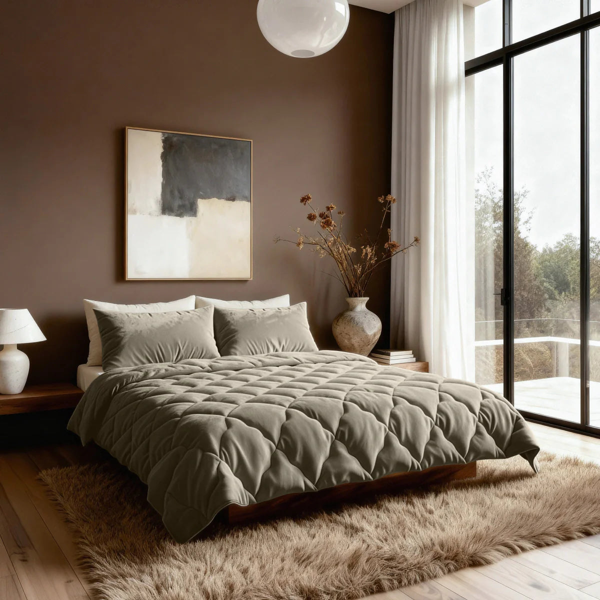 Couette uni en flanelle spéciale Zelesta - Taupe