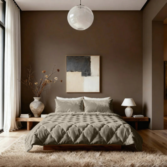 Couette uni en flanelle spéciale Zelesta - Taupe