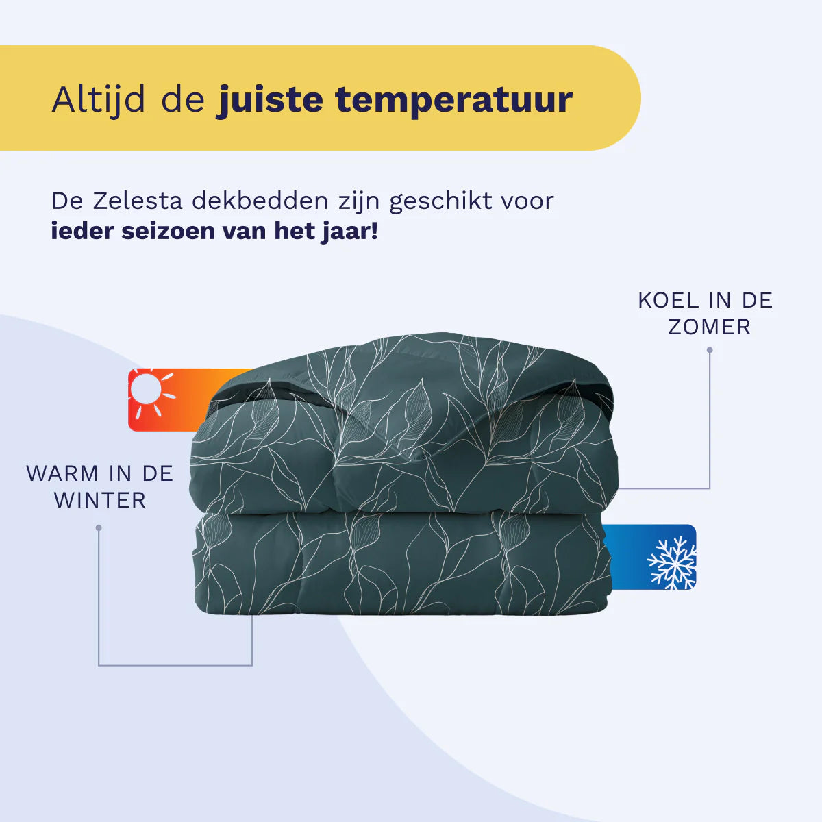 Couette en coton design Zelesta Pure - Feuilles blanches