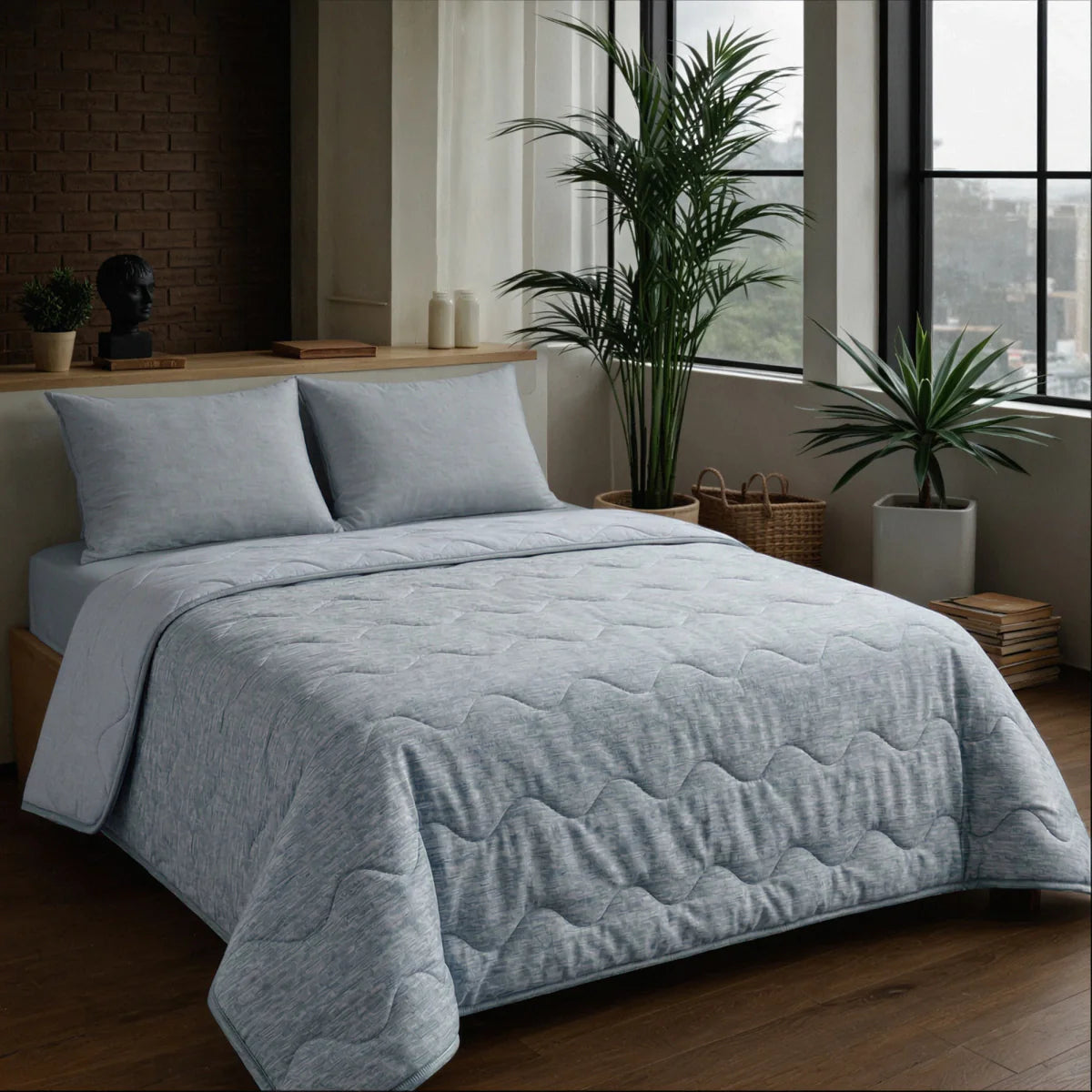 Couette d'été Zelesta Special Cooling Blend - Lin gris chaud