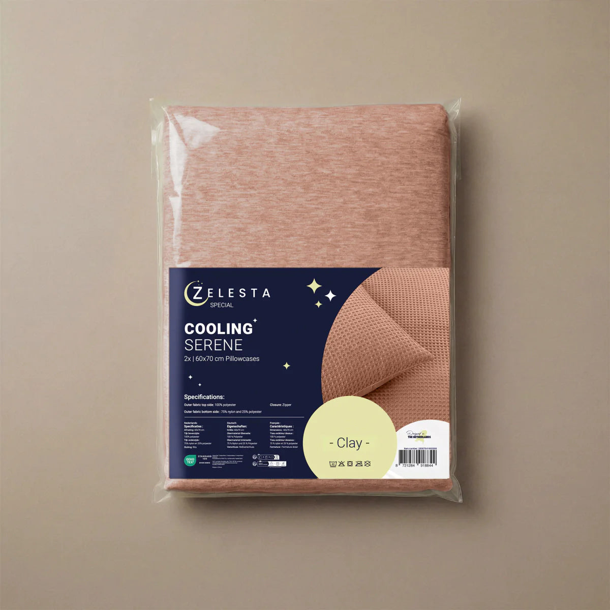 Zelesta Ensemble de 2 taies d'oreiller apaisantes à refroidissement spécial - Rose terre cuite