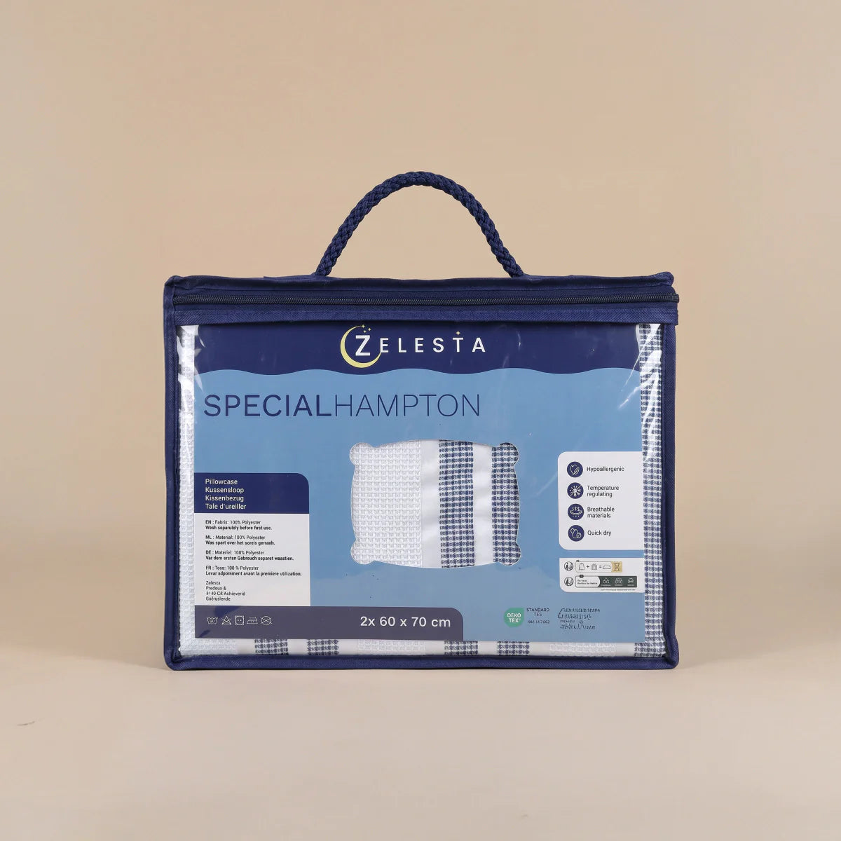 Ensemble de 2 taies d'oreiller Zelesta Special Hampton - Bleu