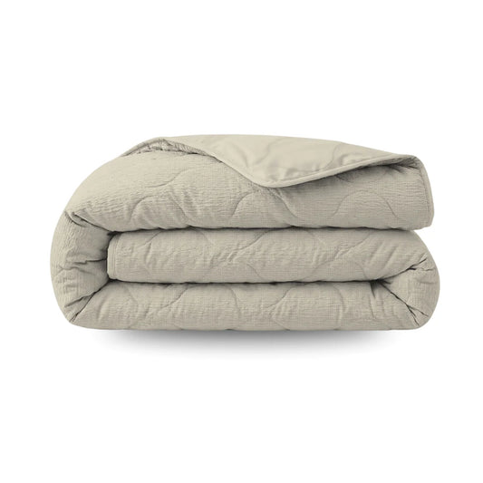 Couette d'été spéciale Zelesta en seersucker - Beige lait d'amande