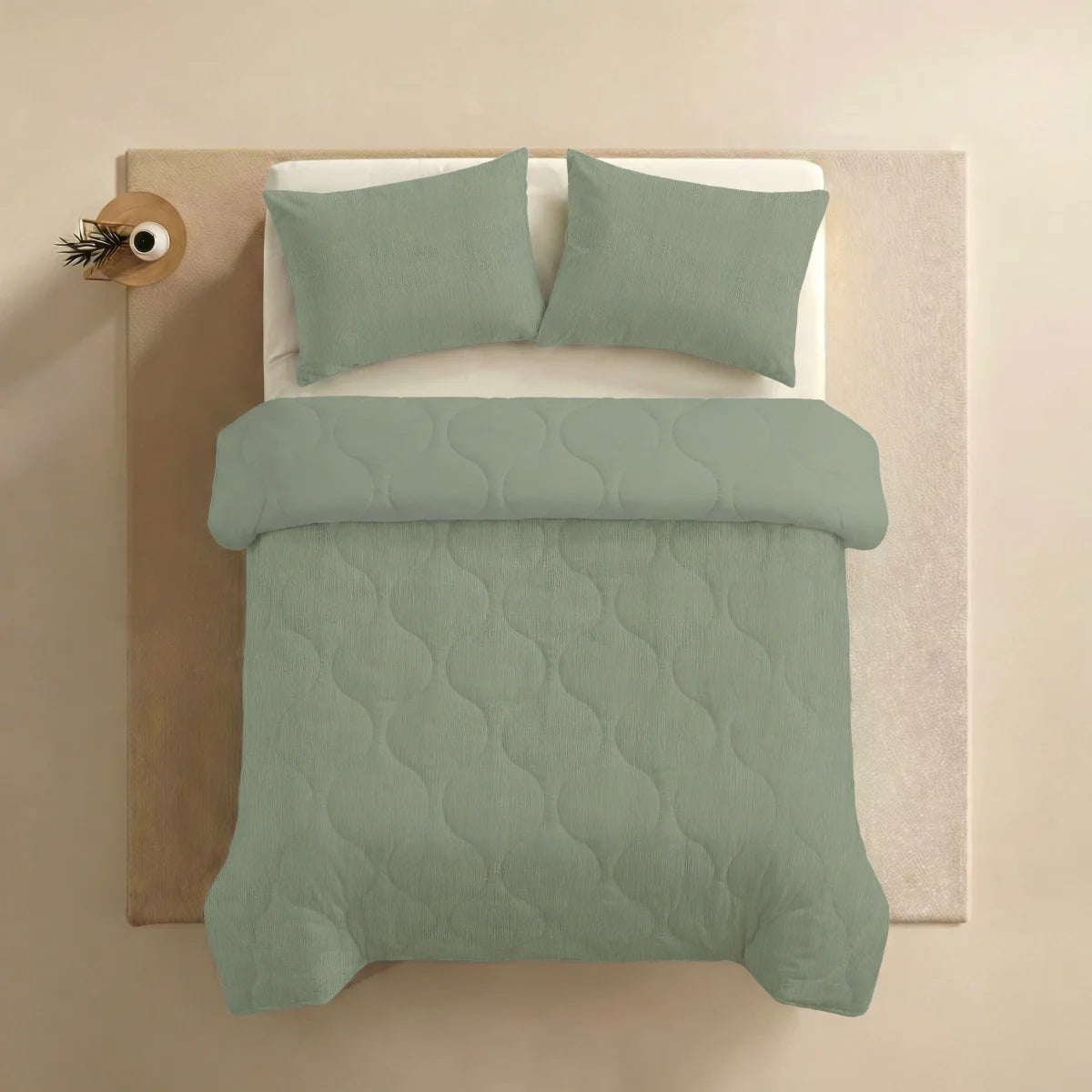 Couette d'été spéciale Zelesta en seersucker - Vert sauge