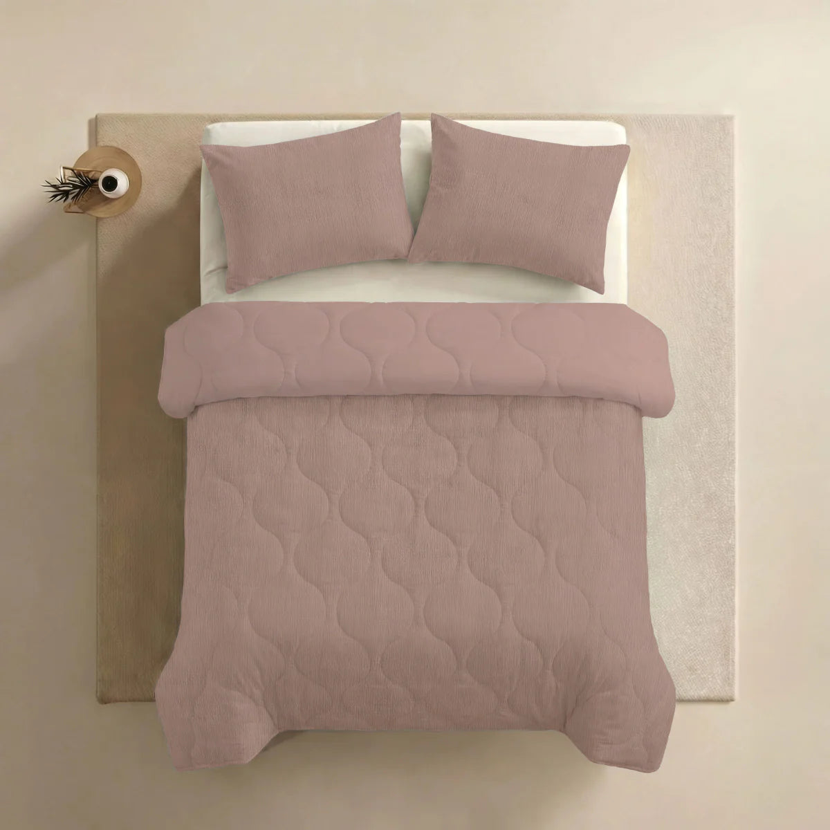 Couette d'été spéciale Zelesta en seersucker - Rose poudré