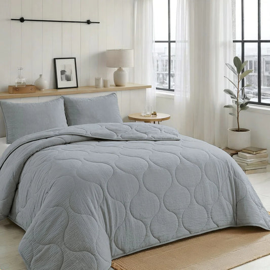 Couette d'été spéciale Zelesta en seersucker - Bleu nacré