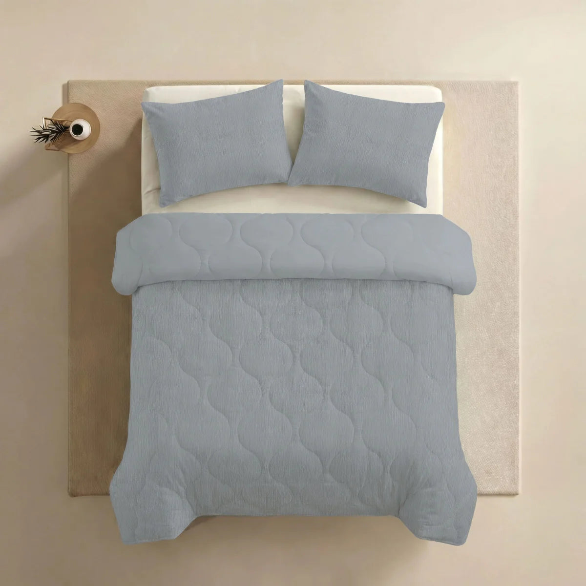 Couette d'été spéciale Zelesta en seersucker - Bleu nacré