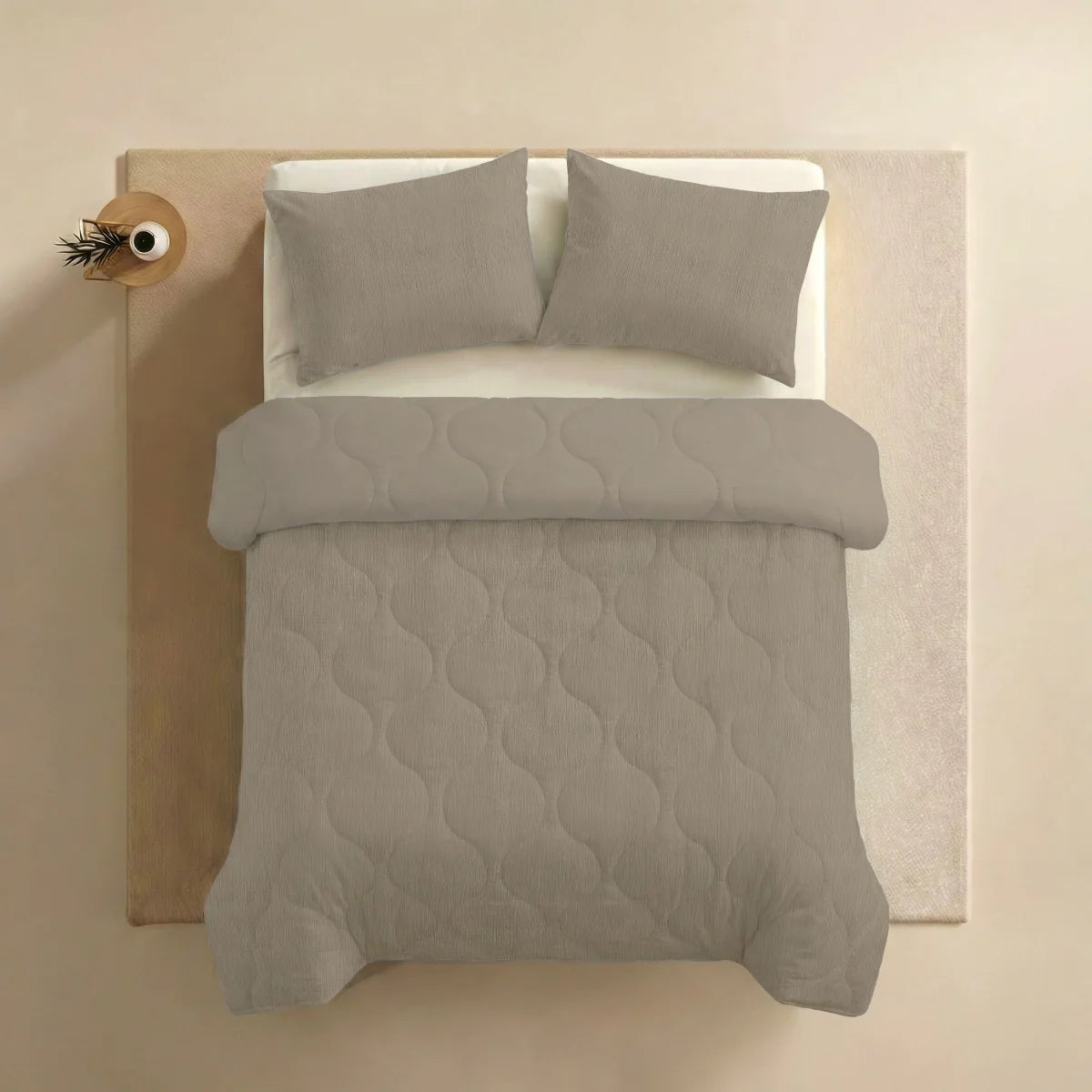 Couette d'été spéciale Zelesta en seersucker - Gris chaud