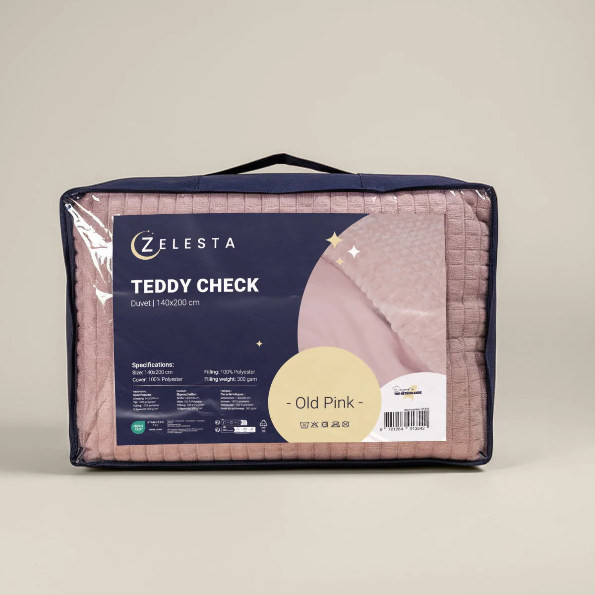 Couette à carreaux spéciale Zelesta Teddy - Vieux rose