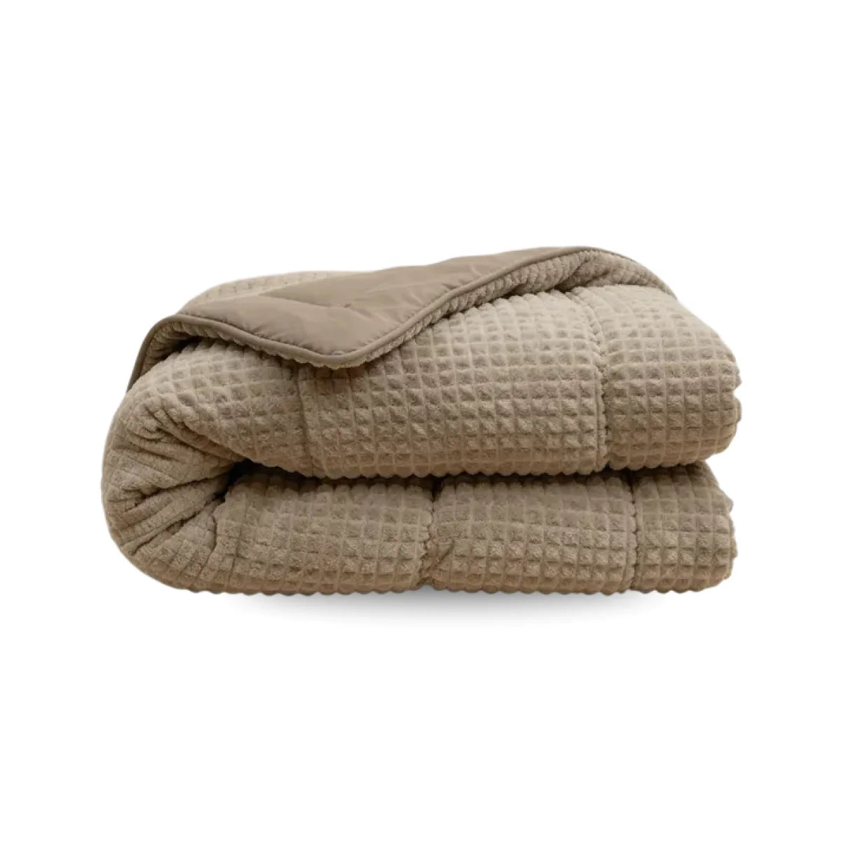 Couette à carreaux spéciale Zelesta Teddy - Taupe